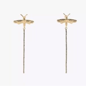ZARA Jeweled Rhinestones Dragonfly Dangle Earrings